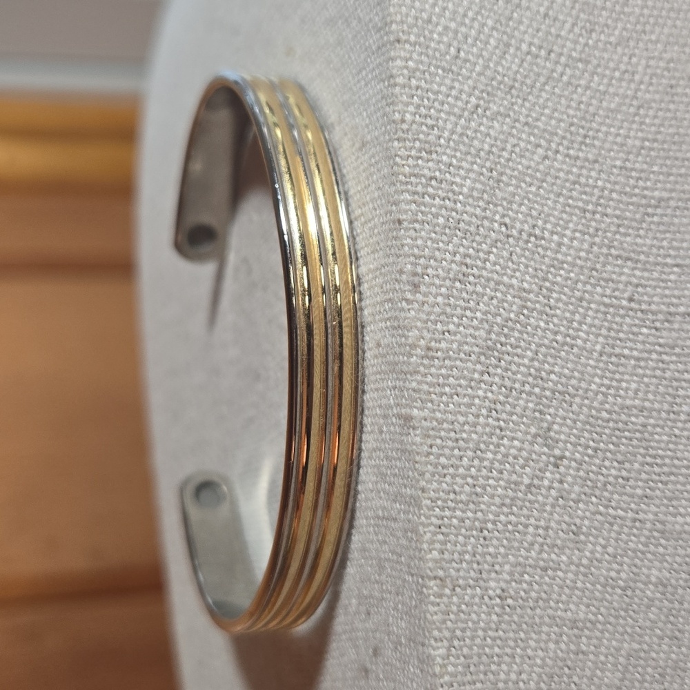 Magnetic Two-Tone Cuff Bracelet - Picture 2 of 5